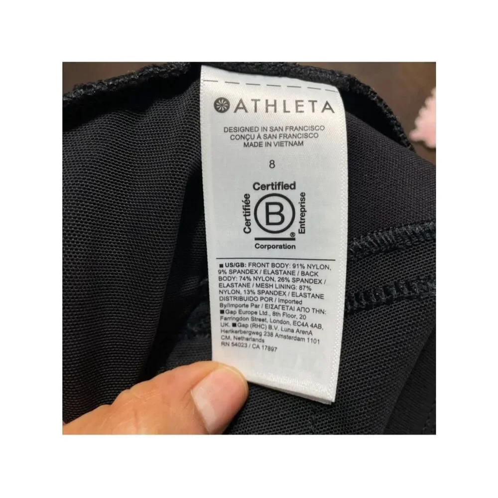 Athleta Headlands Hybrid Pant Black #467186 Nylon Pull On Stretch Pockets Size 8
